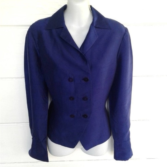 Dana Buchman Jackets & Blazers - Dana Buchman Blue Silk Blazer Button Front 10 P